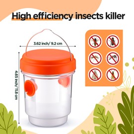 Qualirey 2 Pcs Wasp Traps for Outdoors Wasp Killer Hanging Bee Traps Reusable Fly Bee Killer for Indoor Outdoor Patio Garden Home (Orange)