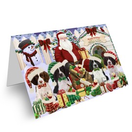 Christmas Dog House Springer Spaniel Dog Note Cards - Adorable Pets Invitation Cards with Envelopes - Pet Artwork Christmas Note Cards (1 Note Card)