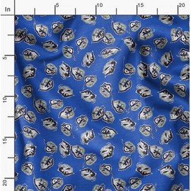 Soimoi Leaves Print - Blue, Canvas Fabric Material - 56 Inch Wide, 1 Meter, Unstitched Fabric For Upholstery, Bags, Workwear And Outdoor Gear.