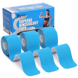 Kinesiology Tape Pre-Cut Elastic Kinesiotapes 3 Rolls 5 cm x 5 m (Blue)