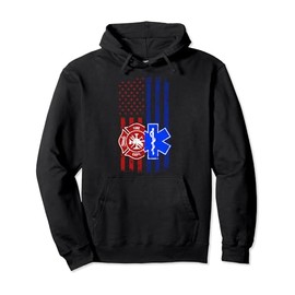 EMS Firefighter EMT Paramedic Tee First Responders US Flag Pullover Hoodie