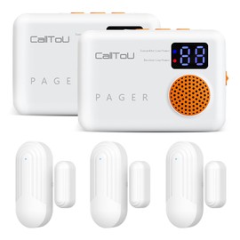 CallToU Door Sensor, Potable Door Alarms when Opened, Door Chime with 2 Chime Adjustable Vibration 500ft Operating Range, Entry Alert Chime for Business/Home/Office (3 Sensor + 2 Receiver)