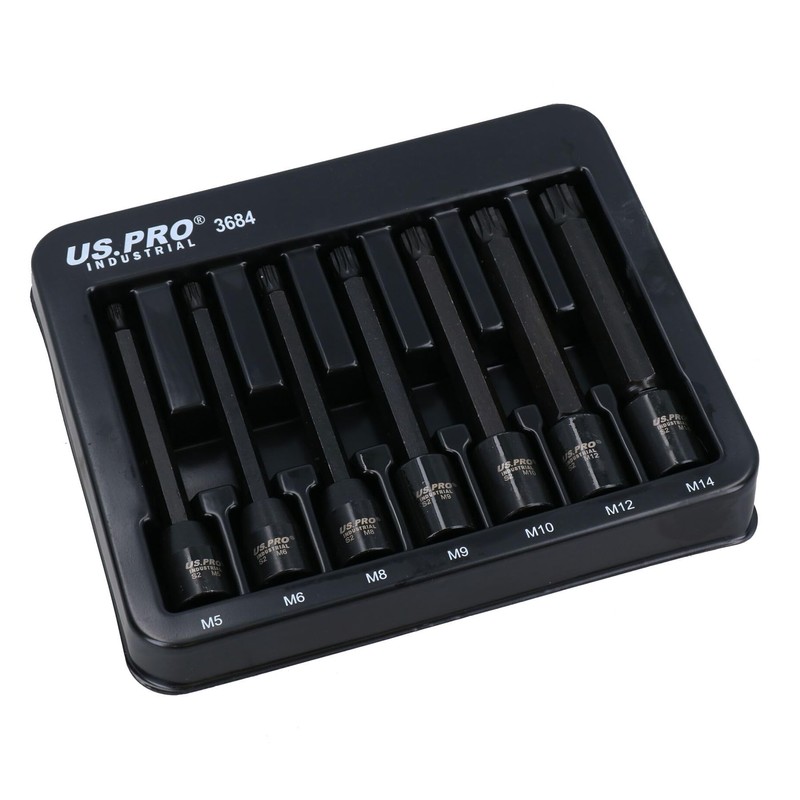 Extra Long Impacted Impact Male Spline Bit Sockets 3/8” Drive