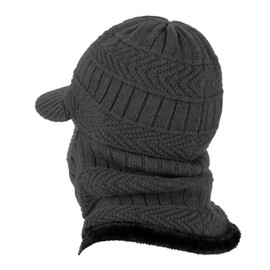 AYPOW Winter Knit Balaclava Beanie Hat with Flexible Neck Warmer, Unisex Windproof Warm Ski Face Mask for Outdoor Sports -Black