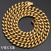VEXXS Men's Curb Chain 10/12 mm, 18 Carat Gold-Plated Stainless