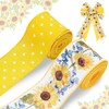 Generic AnyDesign Sunflower Dot Wired Edge Ribbon Yellow White Craft