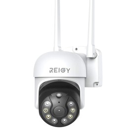 REIGY 1296P Outdoor Surveillance Camera WiFi 360 3MP PTZ IP Camera Outdoor, Domo Video Surveillance with IP66 Waterproof and Night Vision, Motion Tracking 2-Way Audio Compatible NVR