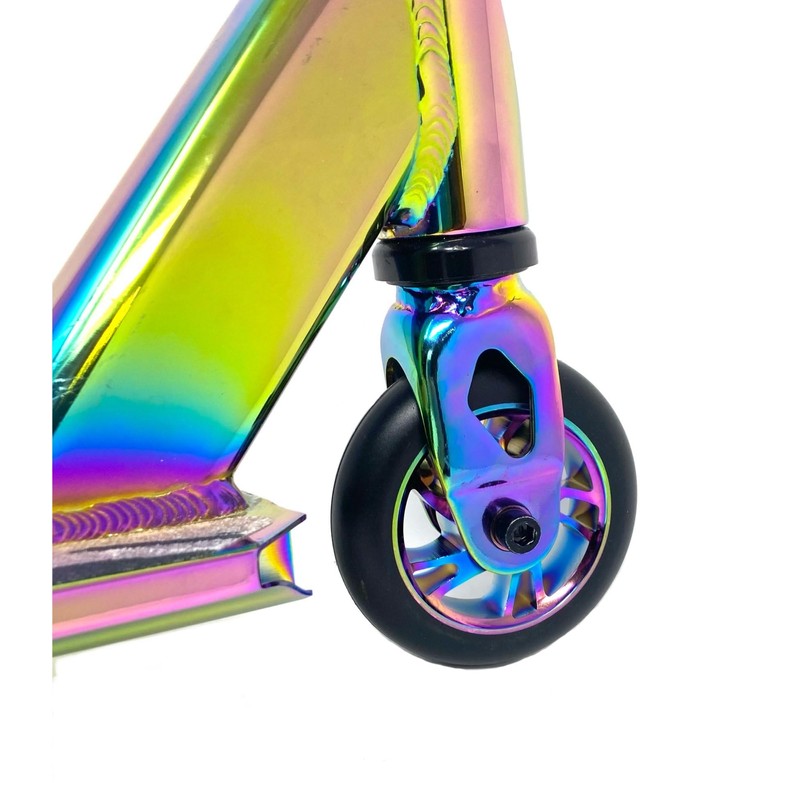 Team Dogz Pair Stunt Scooter Wheels 100mm Rainbow Neo Chrome