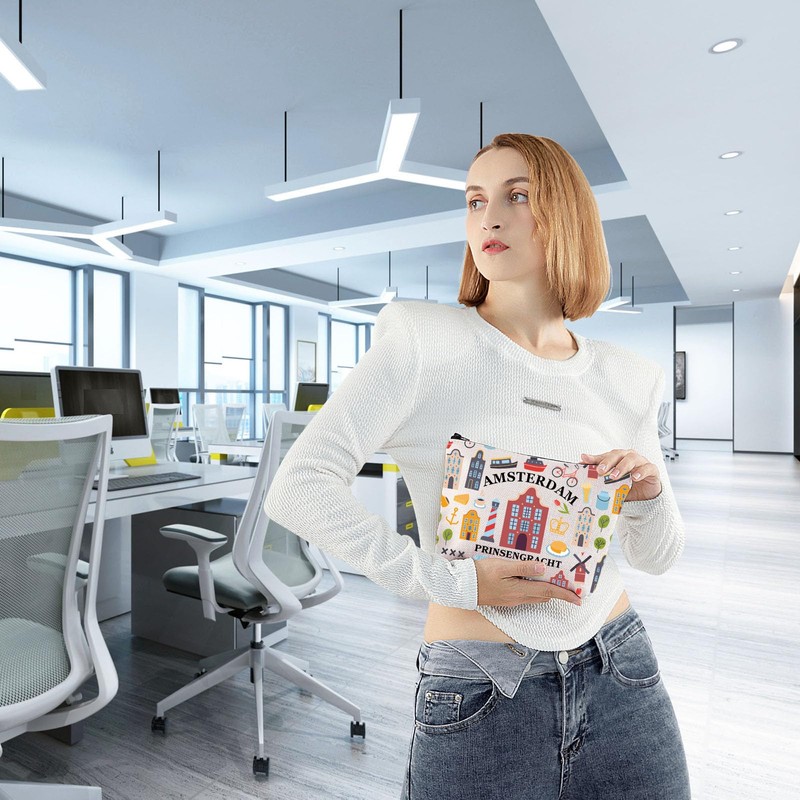 Dutch Souvenir Cosmetic Bag Amsterdam Prinsengracht Travel Makeup Bag Gift