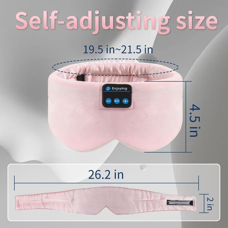 Sleep Headphones Bluetooth Eye Mask, Soft Wireless Headband with Ultra-Thin