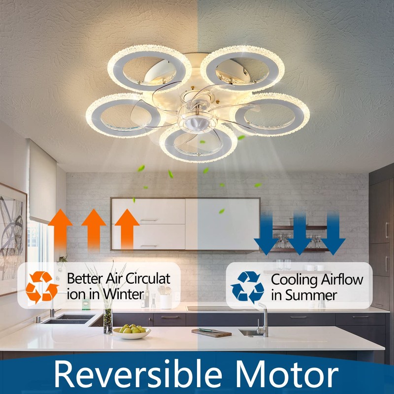 Dalouguan Modern Ceiling Fan with Light, 20" Personality Geometric Ceiling