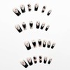 Black French tip Press on Nails Medium Square Fake Nails