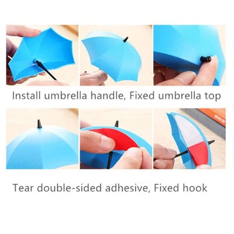 6pcs Umbrella Shaped Creative Key Hanger Rack Home Decorative Holder