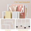 Gewudraw Free Standing Towel Rack,4-Tier Outdoor Towel Rack for Pool,White