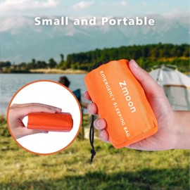 Zmoon Emergency Sleeping Bag Survival Bag, Portable Waterproof Thermal Bivy Sacks,Bivvy Bags,Camping Mylar Sleeping Bag Survival Gear Emergency Blankets Survival Shelter (Orange Pack of 2)
