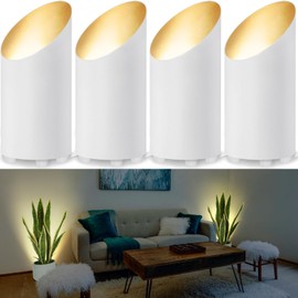 SUNVIE 4 Pack Up Lights Indoor Floor Can Light 5W Uplighting Indoor Uplights Indoor with 2700K GU10 Bulbs, Uplight for Plants Tree Floor Spotlight Indoor with 5.9 FT UL Listed Plug Cord &Foot Switch