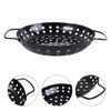 Round Grill Wok with Handle,Carbon Steel Grill Pan With Holes,Non-Stick
