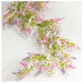 Factory Direct Craft Artificial Lavender Table Runner Mantel Garland - Fake Pink, White and Purple Lavender for Easter Decorating and Spring or Summer Displays (5 Feet Long)