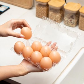 Zubebe 200 Pieces Clear Egg Cartons Plastic Egg Cartons Bulk Empty Chicken Egg Tray Holds Securely Clear Blank Egg Cartons for Chicken Farm Business Market Home Refrigerator Storage (2 x 4 Grids)