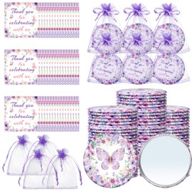 ZhouBoat 50 Set Butterfly Baby Shower Favors Butterfly Compact Pocket Mirrors and Thank You Cards Gift Bags for Guests Bridal Shower Wedding Gender Reveal Party