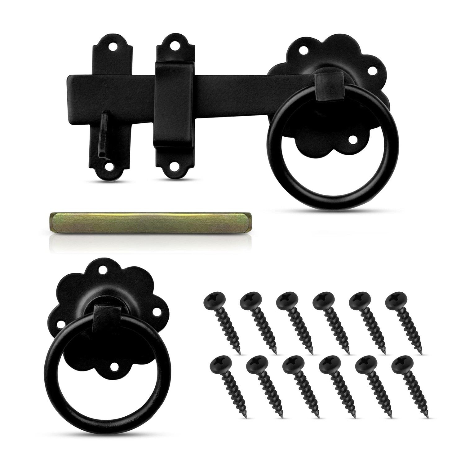 Ring Gate Latch for Wooden Gates Black Powder Coated 6