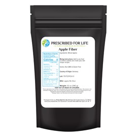 Prescribed For Life Apple Fiber Powder, Natural Apple Pectin Fiber Supplement for Digestive Health, Vegan, Non GMO, Gluten Free (12oz / 340g)