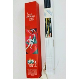 Coca-Cola Vintage Hand Held Folding Fan 1996 Olympic Stars and Stripes Torch Run NOS USA