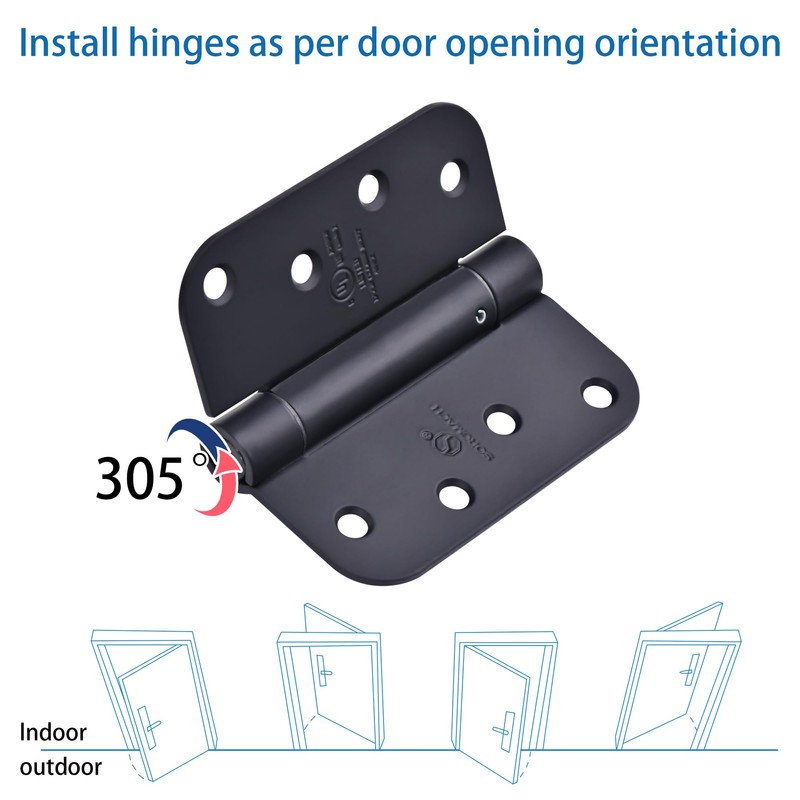 3 Pieces Self Closing Door Hinges 4 inch Matte Black