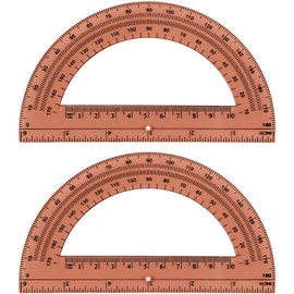 Zonon 2 Pcs 6 Inch Plastic Protractor Math Protractors 180 Degrees Angle Measurement, Translucent for Geometry Classroom Kid Student School Office Supplies(Brown)