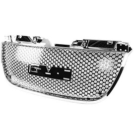 Grille Compatible With 2007-2014 GMC YUKON & YUKON XL 1500 DENALI, Round hole mesh Style ABS Chrome Front Bumper Hood Grill by IKON MOTORSPORTS