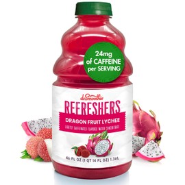 Dr. Smoothie Refreshers Dragon Fruit Lychee – Made with Real Fruit Juice – Drink Concentrate, No Artificial Colors, Shelf-Stable – Lightly Caffeinated with Green Coffee Extract (46 oz Bottle)