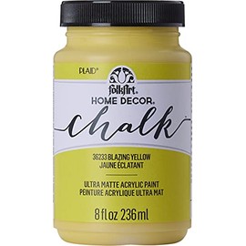 FolkArt Assorted Home D√©cor Acrylic Chalk Paint For Crafts, Blazing Yellow 8 fl oz Ultra Matte Acrylic Chalk Paint, Art Supplies With An Ultra Matte Finish, 36233