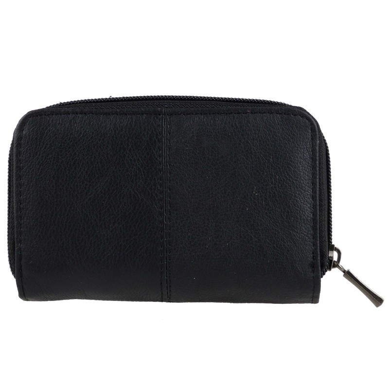 Lorenz Ladies Zip Around Purse Black