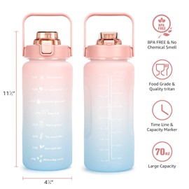 Futaiphy 64oz Plastic Half Gallon Water Bottle with Removable Straw and Storage Sleeve, BPA Free, Ideal for Sports and Fitness