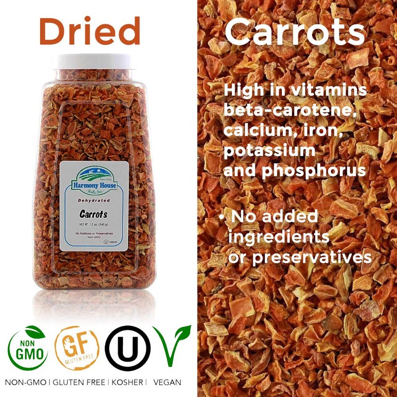 Harmony House Foods Dehydrated Diced Carrots - Air Dried Vegetables