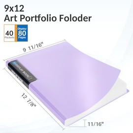 Sooez Art Portfolios 9"x12", 40 Pockets Large Portfolio Folder Display 80 Pages, Heavy Duty Art Portfolio Folder with Clear Sheet Protectors, Presentation Book for Artwork Document Organizer Binder