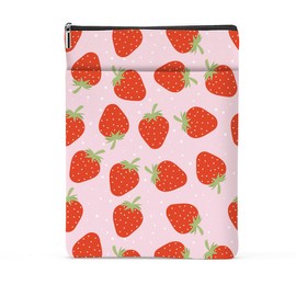jealance Strawberry Pattern Book Lovers Gifts Waterproof Book Sleeve Book Pouch Book Protector with Zipper and Front Pocket BookCover Case for Women Girl Daughter Mom Book Accessories Book Club Gifts