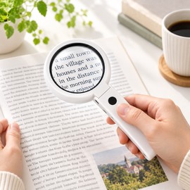 Foldable LED Magnifying Glass for Reading & Detail Work – 5X/11X Portable Handheld and Desk Magnifier with 8 Lights