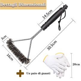 Barbecue Brush Stainless Steel Grill Brush Cleaning Brush Grill Brush Gas Grill Cleaning Accessories with Pair of Gloves