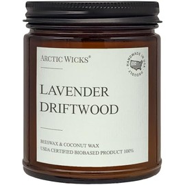 Arctic Wicks Scented Coconut Beeswax Candles | Coconut Beeswax Non Toxic Candle 9oz Amber | Farmhouse Candles Non-Toxic Clean Burn 100% USDA Certified Biobased (Lavender Driftwood)