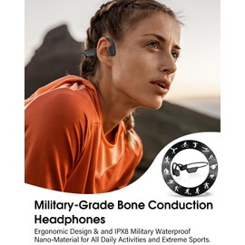 ZOVIMAX Bone Conduction Headphones, IPX8 Waterproof Swimming Headphones, Open Ear Headphones with MP3 Mode 8GB Memory Up to 12 Hours Playtime, Bluetooth 6.0 Earbuds Secure Fit for Running and Fitness