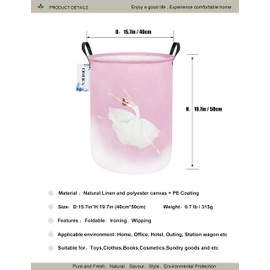 ONOEV Round waterproof laundry basket,foldable storage basket,laundry Hampers with handle,gift basket,suitable for children's room and toy storage (Ballet Girl)
