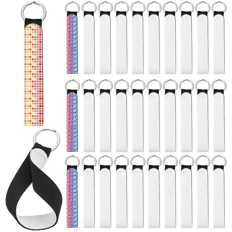 Nvanvmm 40 Pcs Sublimation Keychain Blanks Neoprene Wristlet Keychain Holder