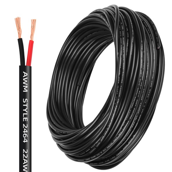 Cable eléctrico de calibre 22, 2 conductores, cable eléctrico de
