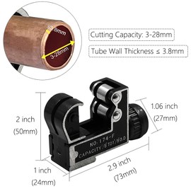 Saipe Mini Tube Cutter Portable Copper Pipe Cutter Adjustable Hose Tubing Cutter Tool for Tight Space Copper Brass Aluminum Plastic Pipes Cutting 1/8 to 1-1/8 inch (3-28mm)