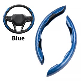 XUKEY 2pc Car Steering Wheel Cover Booster Non-Slip Carbon Fiber Universal Accessories - Blue