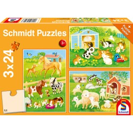 Schmidt Spiele 56518 Cute Pets, 3 x 24 Pieces, Children's Puzzle, Multi-Coloured