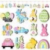 WEINIBAO Wooden Easter Pendants, Pack of 24 Wooden Easter Pendants,