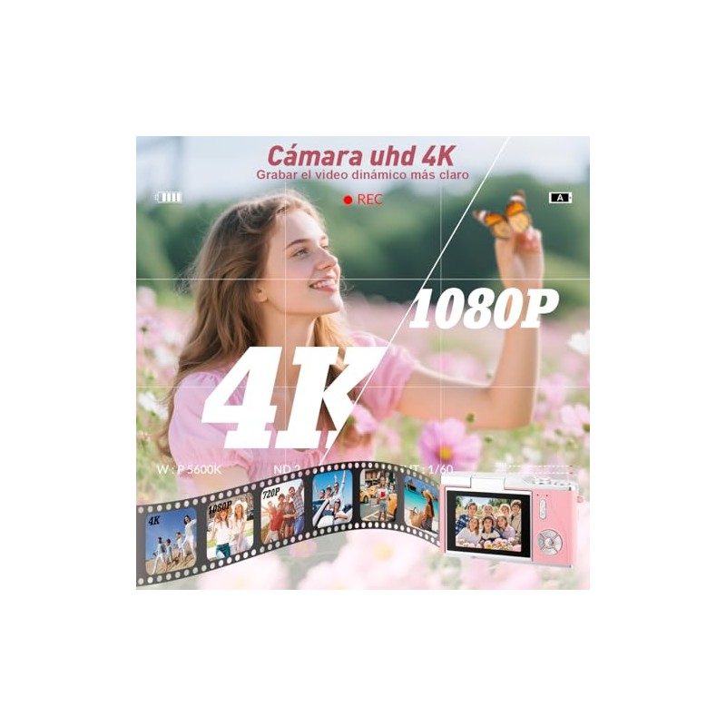 Cámara Digital 4K, Lente De 48 MP, Zoom Óptico de