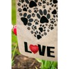 Paw Prints Heart Garden Burlap Flag - 13 x 1